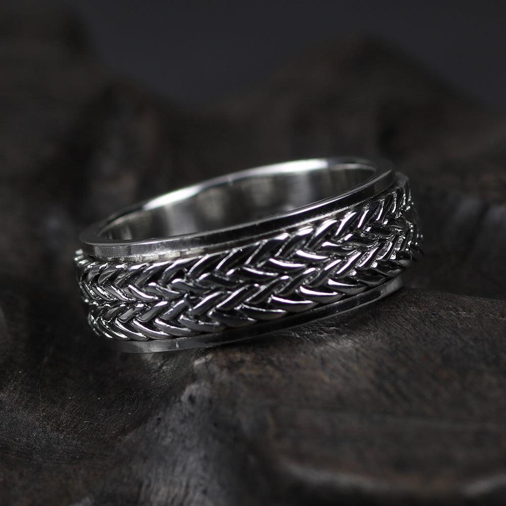 Tibetan Silver Rope Spinner Ring-Rings-NEVANNA